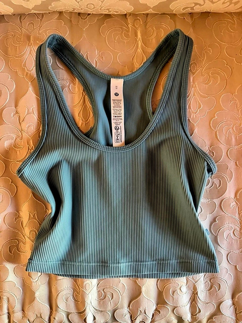 lululemon Ribbed Nulu Cropped Tank Top Blue XS